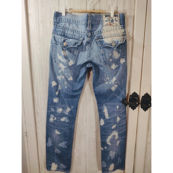 True Religion Jeans Bleach Acid Wash Skinny USA Mens 33 - Picture 10 of 16